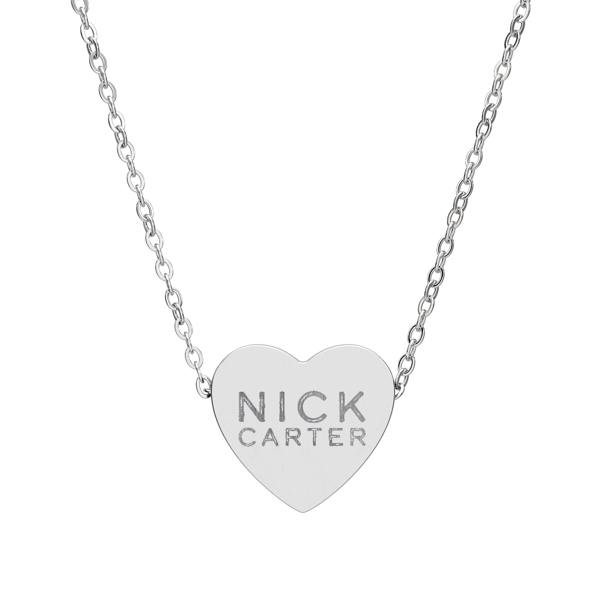 NC Heart Engraved Silver Plated Necklace