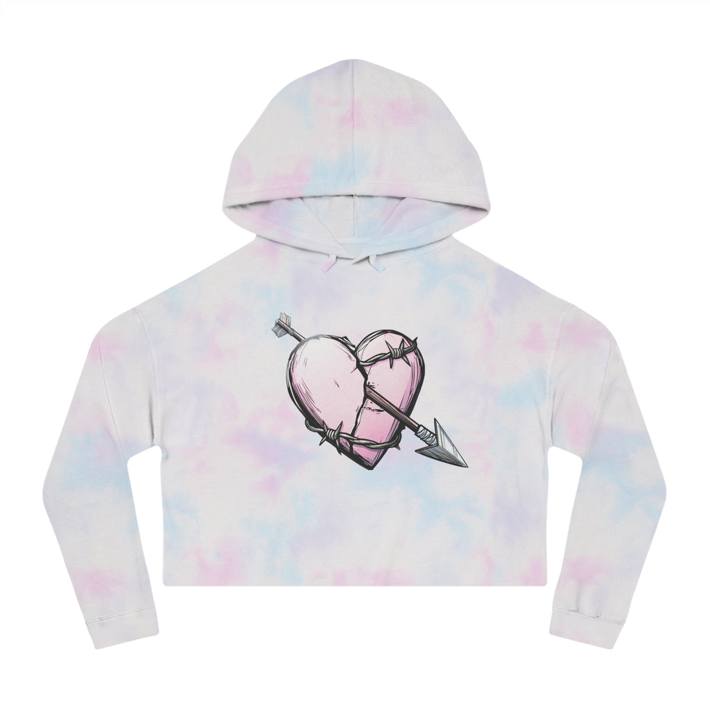 Love Life Tragedy Pink Heart Cropped Hoodie