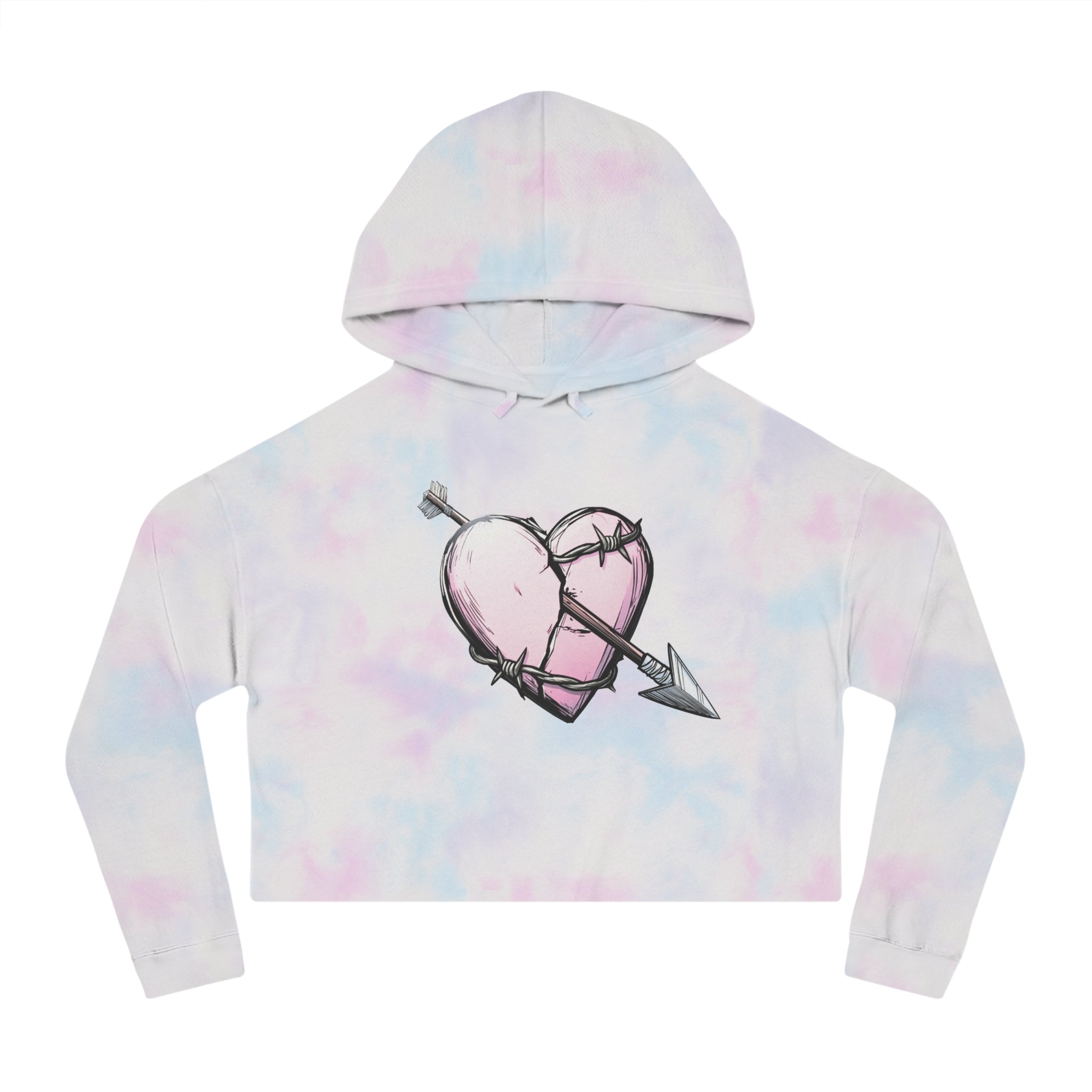 Love Life Tragedy Pink Heart Cropped Hoodie
