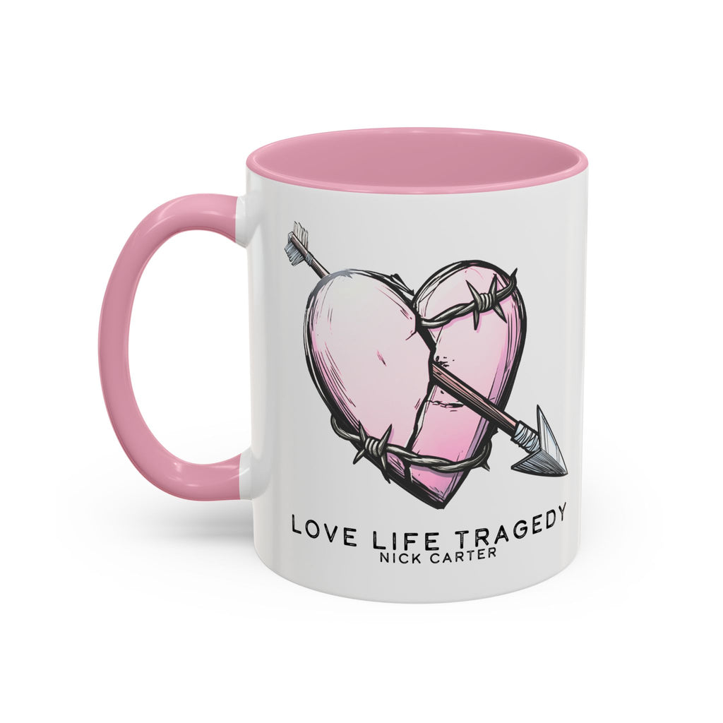 Love Life Tragedy Pink Heart Mug