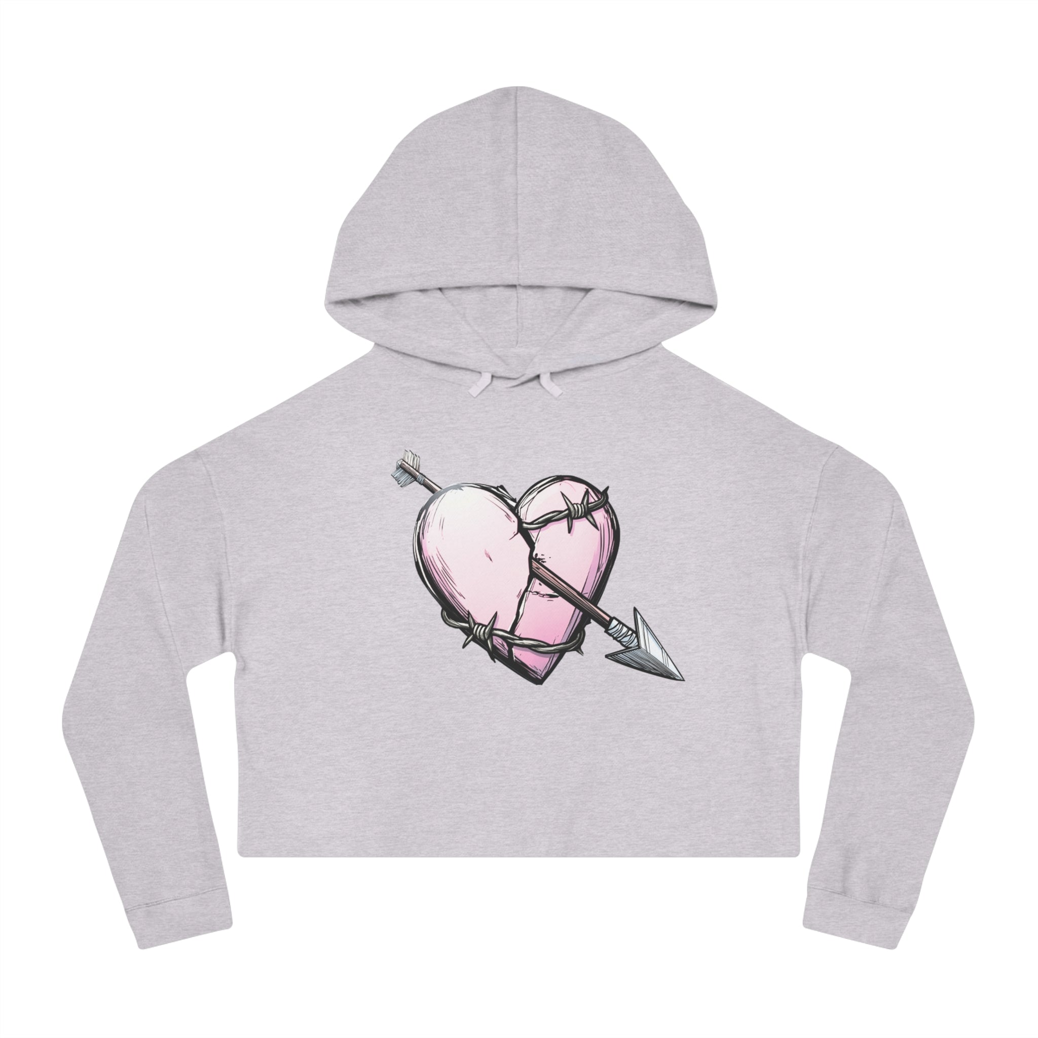Love Life Tragedy Pink Heart Cropped Hoodie
