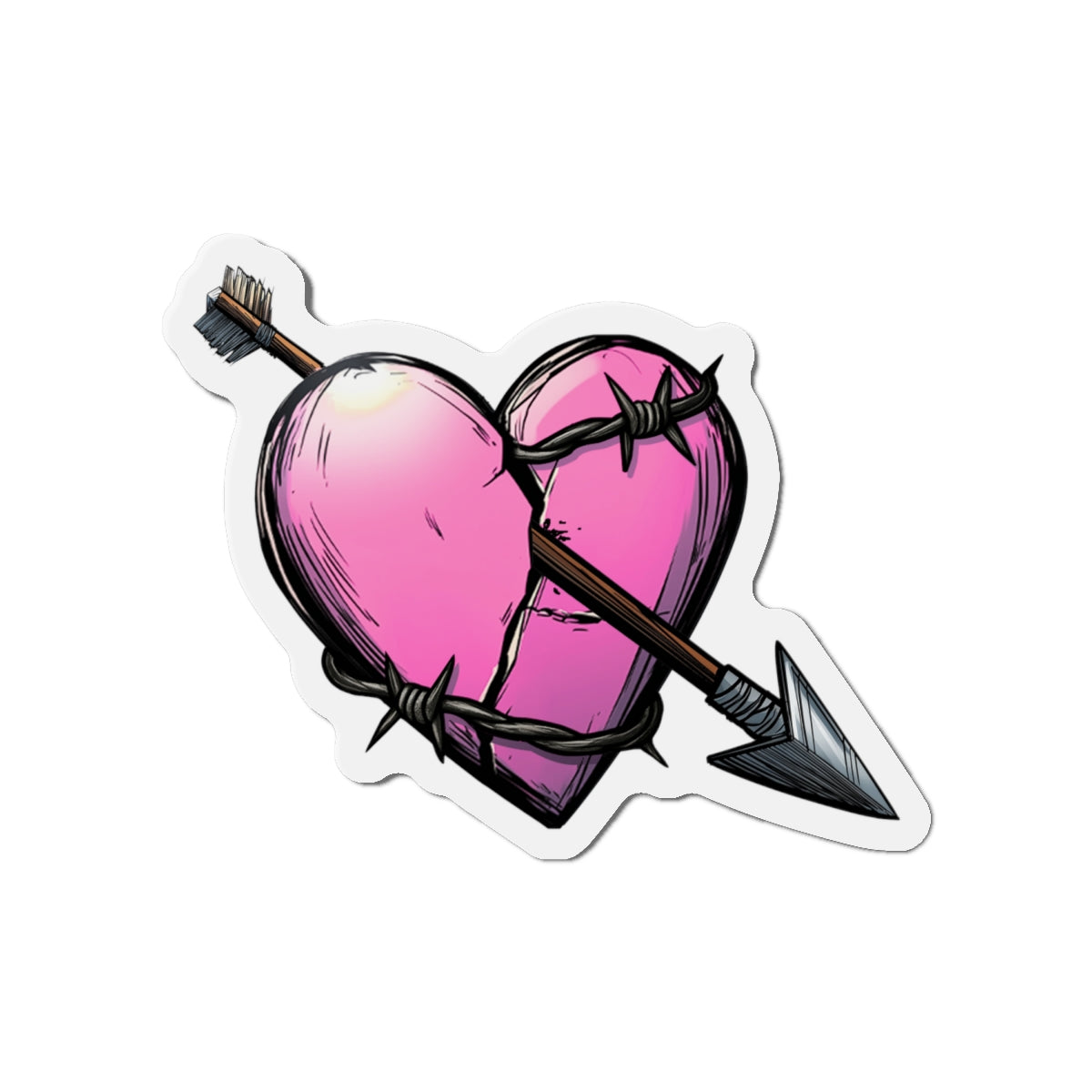 Love Life Tragedy Pink Heart Large Die-Cut Magnet