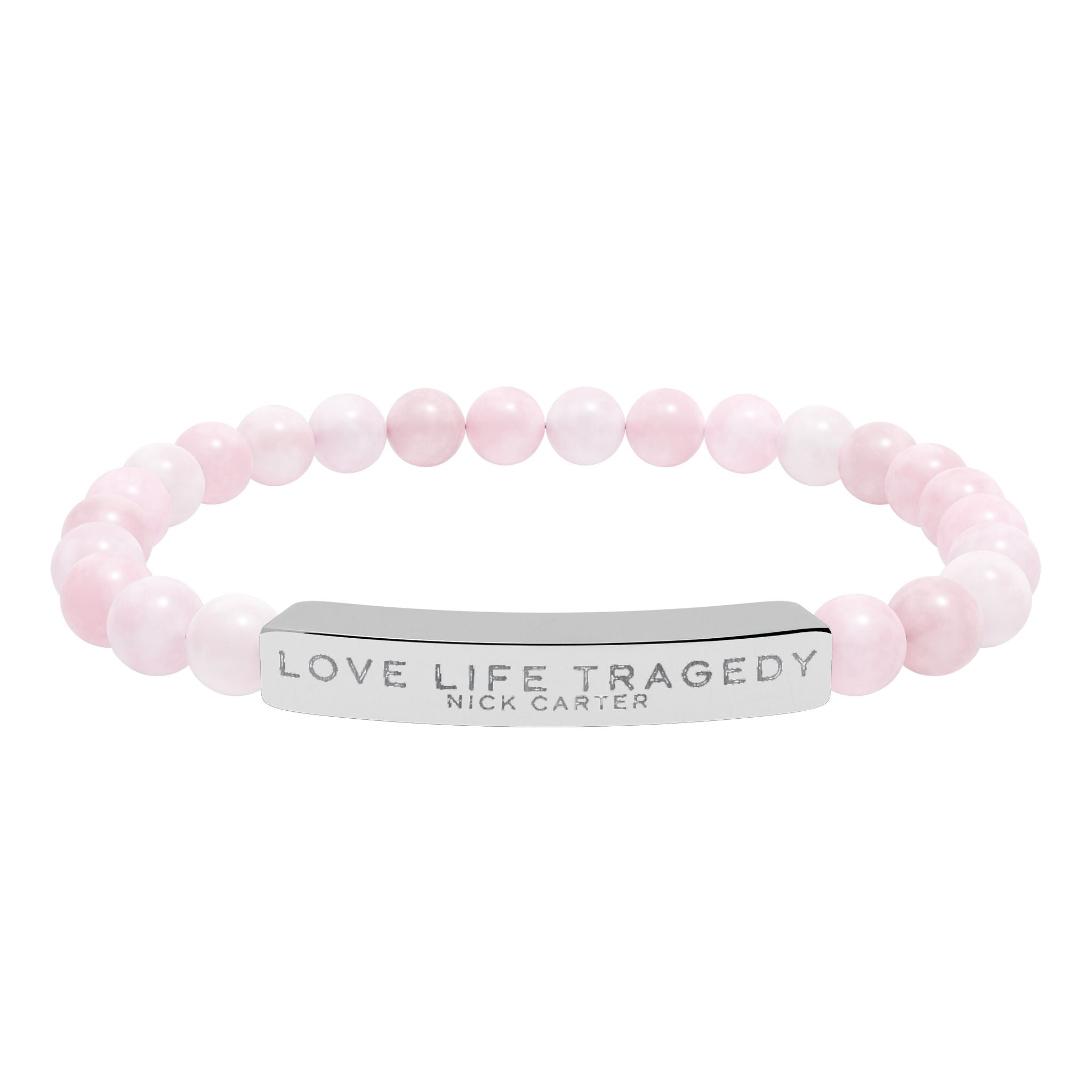 Love Life Tragedy Natural Stone Engraved Stretch Bracelet