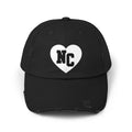 NC Heart Distressed Letterman Baseball Cap
