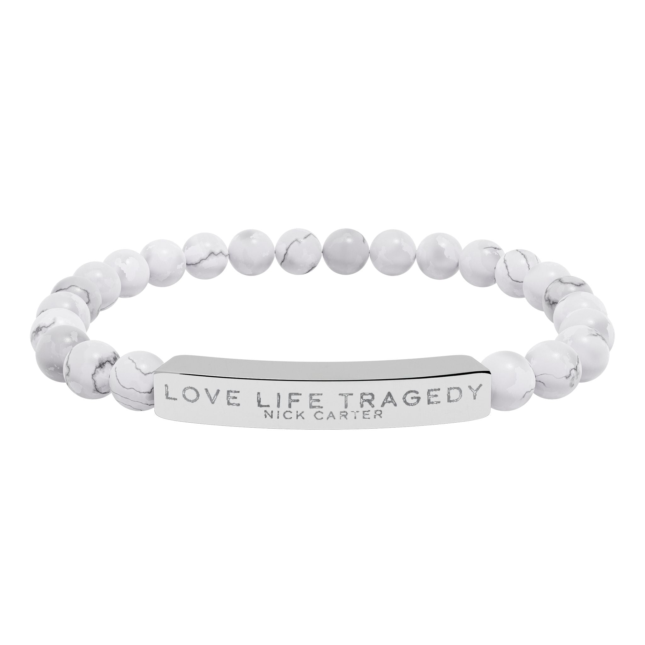 Love Life Tragedy Natural Stone Engraved Stretch Bracelet
